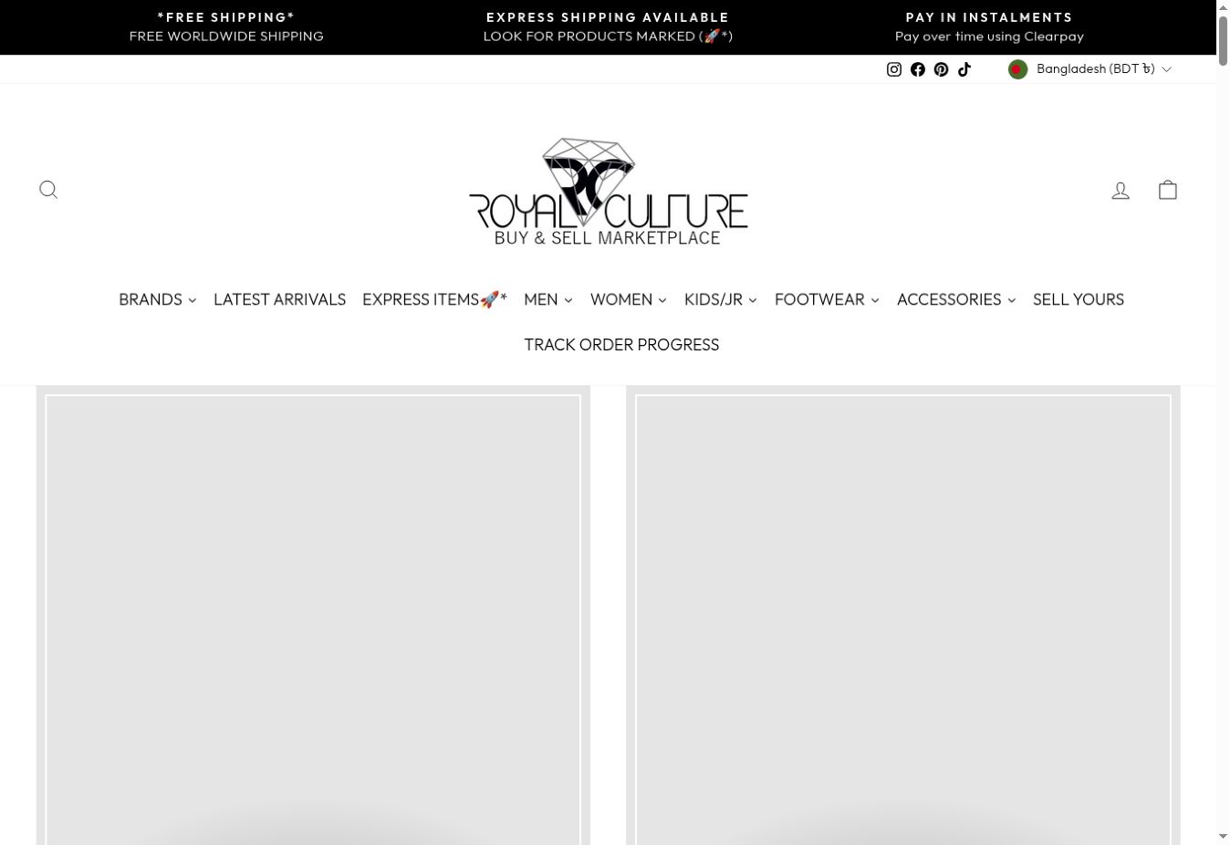 Royal Culture Shopify storefront homepage
